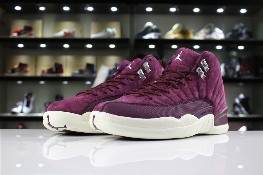 Air Jordan 12 Bordeaux Bordeaux Metallic Silver-Sail Shoes